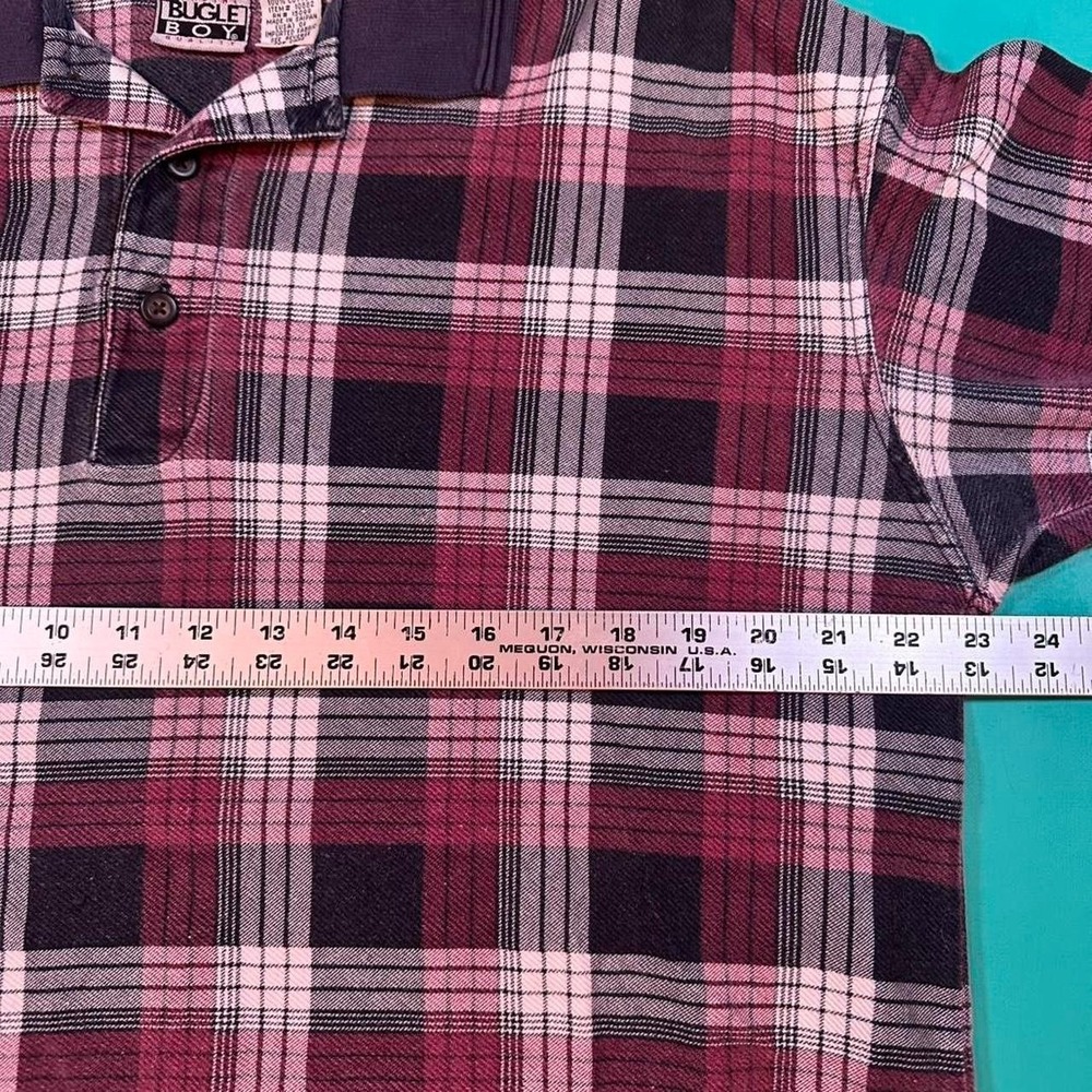 Vintage 90s bugle boy plaid polo shirt collared vtg 1990s bugle boy plaid shirt - Picture 4 of 6